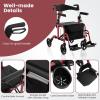 imageGoplus 2 in 1 Rollator Walkers for Seniors with Seat 8inch Wheel Medical Drive Walker Wheelchair Combo with Backrest HeightAdjustable Handle Aluminium Frame Folding Rollator Walker for AdultsRed