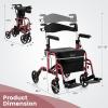 imageGoplus 2 in 1 Rollator Walkers for Seniors with Seat 8inch Wheel Medical Drive Walker Wheelchair Combo with Backrest HeightAdjustable Handle Aluminium Frame Folding Rollator Walker for AdultsRed