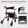 imageGoplus 2 in 1 Rollator Walkers for Seniors with Seat 8inch Wheel Medical Drive Walker Wheelchair Combo with Backrest HeightAdjustable Handle Aluminium Frame Folding Rollator Walker for AdultsRed