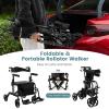 imageGoplus 2 in 1 Rollator Walkers for Seniors with Seat 8inch Wheel Medical Drive Walker Wheelchair Combo with Backrest HeightAdjustable Handle Aluminium Frame Folding Rollator Walker for AdultsBlack