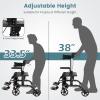 imageGoplus 2 in 1 Rollator Walkers for Seniors with Seat 8inch Wheel Medical Drive Walker Wheelchair Combo with Backrest HeightAdjustable Handle Aluminium Frame Folding Rollator Walker for AdultsBlack