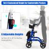 imageGoplus 2 in 1 Rollator Walkers for Seniors with Seat 8quot Wheels Medical Rolling Walker with Adjustable Handle Aluminum Folding Mobility Walking Aid for Adult ElderlyBlue