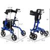 imageGoplus 2 in 1 Rollator Walkers for Seniors with Seat 8quot Wheels Medical Rolling Walker with Adjustable Handle Aluminum Folding Mobility Walking Aid for Adult ElderlyBlue