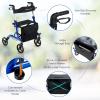 imageGoplus 2 in 1 Rollator Walkers for Seniors with Seat 8quot Wheels Medical Rolling Walker with Adjustable Handle Aluminum Folding Mobility Walking Aid for Adult ElderlyBlue