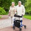 imageGoplus 2 in 1 Rollator Walkers for Seniors with Seat 8quot Wheels Medical Rolling Walker with Adjustable Handle Aluminum Folding Mobility Walking Aid for Adult ElderlyBlue