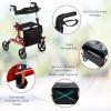 imageGoplus 2 in 1 Rollator Walkers for Seniors with Seat 8quot Wheels Medical Rolling Walker with Adjustable Handle Aluminum Folding Mobility Walking Aid for Adult ElderlyRed
