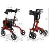 imageGoplus 2 in 1 Rollator Walkers for Seniors with Seat 8quot Wheels Medical Rolling Walker with Adjustable Handle Aluminum Folding Mobility Walking Aid for Adult ElderlyRed