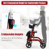 imageGoplus 2 in 1 Rollator Walkers for Seniors with Seat 8quot Wheels Medical Rolling Walker with Adjustable Handle Aluminum Folding Mobility Walking Aid for Adult ElderlyRed