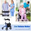 imageGoplus 2 in 1 Rollator Walkers for Seniors with Seat 8quot Wheels Medical Rolling Walker with Adjustable Handle Aluminum Folding Mobility Walking Aid for Adult ElderlyBlue