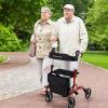 imageGoplus 2 in 1 Rollator Walkers for Seniors with Seat 8quot Wheels Medical Rolling Walker with Adjustable Handle Aluminum Folding Mobility Walking Aid for Adult ElderlyRed