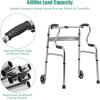imageGoplus 3in1 StandAssist Folding Walker with 5quot Wheels Heavy Duty Walking Mobility Aid Supports up to 440lbs Can be Used as Toilet Safety Rail Narrow Drive Walkers for Seniors Elderly AdultGrey