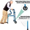 imageGoplus 3in1 StandAssist Folding Walker with 5quot Wheels Heavy Duty Walking Mobility Aid Supports up to 440lbs Can be Used as Toilet Safety Rail Narrow Drive Walkers for Seniors Elderly AdultBlue