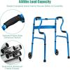 imageGoplus 3in1 StandAssist Folding Walker with 5quot Wheels Heavy Duty Walking Mobility Aid Supports up to 440lbs Can be Used as Toilet Safety Rail Narrow Drive Walkers for Seniors Elderly AdultBlue