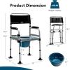 imageGoplus 4in1 Folding Bedside Commode 440lbs Commode Chair for Toilet with Arms Padded Seat Height Adjustable Bedside Toilet Shower Chair Adult Potty Chair for Seniors Elderly Disabled Bariatric