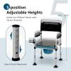 imageGoplus 4in1 Folding Bedside Commode 440lbs Commode Chair for Toilet with Arms Padded Seat Height Adjustable Bedside Toilet Shower Chair Adult Potty Chair for Seniors Elderly Disabled Bariatric