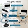 imageGoplus 4in1 Folding Bedside Commode 440lbs Commode Chair for Toilet with Arms Padded Seat Height Adjustable Bedside Toilet Shower Chair Adult Potty Chair for Seniors Elderly Disabled Bariatric