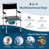 imageGoplus 4in1 Folding Bedside Commode 440lbs Commode Chair for Toilet with Arms Padded Seat Height Adjustable Bedside Toilet Shower Chair Adult Potty Chair for Seniors Elderly Disabled Bariatric