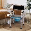 imageGoplus 4in1 Folding Bedside Commode 440lbs Commode Chair for Toilet with Arms Padded Seat Height Adjustable Bedside Toilet Shower Chair Adult Potty Chair for Seniors Elderly Disabled Bariatric