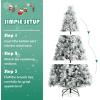 imageGoplus 6ft Snow Flocked Christmas Tree Artificial Hinged Xmas Pine Tree w 652 Glitter Branches Pine Cone ampamp Red Berries Frosty Tree for Indoor Holiday Festival Decoration6 FT