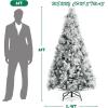 imageGoplus 6ft Snow Flocked Christmas Tree Artificial Hinged Xmas Pine Tree w 652 Glitter Branches Pine Cone ampamp Red Berries Frosty Tree for Indoor Holiday Festival Decoration6 FT