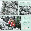 imageGoplus 6ft Snow Flocked Christmas Tree Artificial Hinged Xmas Pine Tree w 652 Glitter Branches Pine Cone ampamp Red Berries Frosty Tree for Indoor Holiday Festival Decoration8 FT