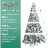 imageGoplus 6ft Snow Flocked Christmas Tree Artificial Hinged Xmas Pine Tree w 652 Glitter Branches Pine Cone ampamp Red Berries Frosty Tree for Indoor Holiday Festival Decoration8 FT
