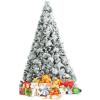 imageGoplus 6ft Snow Flocked Christmas Tree Artificial Hinged Xmas Pine Tree w 652 Glitter Branches Pine Cone ampamp Red Berries Frosty Tree for Indoor Holiday Festival Decoration8 FT
