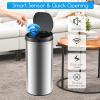 imageGoplus Automatic Motion Sensor Trash Can 8 Gallon 30 L Touchless Trash Bin with Soft Close Lid Round Stainless Steel Waste Bin Smart Electric Garbage Can for Home Kitchen Office Silver
