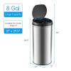 imageGoplus Automatic Motion Sensor Trash Can 8 Gallon 30 L Touchless Trash Bin with Soft Close Lid Round Stainless Steel Waste Bin Smart Electric Garbage Can for Home Kitchen Office Silver