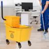 imageGoplus Commercial Mop Bucket Side Press Wringer Cleaning Caddy with 35 Quart Larger Capacity Yellow1 Count Pack of 1