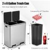 imageGoplus Dual Trash Can 60 Liter 2x30L 16 Gallon Stainless Steel Step Trash Can Rectangular Garbage Bin with Inner Buckets and Hinged Lids Suit for Kitchen Office Home UseBlackSilver
