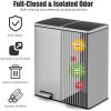 imageGoplus Dual Trash Can 60 Liter 2x30L 16 Gallon Stainless Steel Step Trash Can Rectangular Garbage Bin with Inner Buckets and Hinged Lids Suit for Kitchen Office Home UseBlackSilver