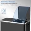 imageGoplus Dual Trash Can 60 Liter 2x30L 16 Gallon Stainless Steel Step Trash Can Rectangular Garbage Bin with Inner Buckets and Hinged Lids Suit for Kitchen Office Home UseBlackBlack