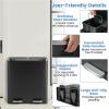 imageGoplus Dual Trash Can 60 Liter 2x30L 16 Gallon Stainless Steel Step Trash Can Rectangular Garbage Bin with Inner Buckets and Hinged Lids Suit for Kitchen Office Home UseBlackBlack