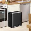 imageGoplus Dual Trash Can 60 Liter 2x30L 16 Gallon Stainless Steel Step Trash Can Rectangular Garbage Bin with Inner Buckets and Hinged Lids Suit for Kitchen Office Home UseBlackBlack