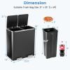 imageGoplus Dual Trash Can 60 Liter 2x30L 16 Gallon Stainless Steel Step Trash Can Rectangular Garbage Bin with Inner Buckets and Hinged Lids Suit for Kitchen Office Home UseBlackBlack