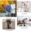 imageGoplus Folding Walker for Seniors Lightweight Standard Walker with 5 Wheels Seat and Arm Rest Pad Height Adjustable Platform Walker Standing ampamp Walking Mobility Aid for Elderly Handicap Disabled
