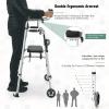 imageGoplus Folding Walker for Seniors Lightweight Standard Walker with 5 Wheels Seat and Arm Rest Pad Height Adjustable Platform Walker Standing ampamp Walking Mobility Aid for Elderly Handicap Disabled