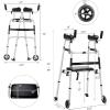 imageGoplus Folding Walker for Seniors Lightweight Standard Walker with 5 Wheels Seat and Arm Rest Pad Height Adjustable Platform Walker Standing ampamp Walking Mobility Aid for Elderly Handicap Disabled