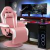 imageGoplus Massage Gaming Chair Racing Style Gaming Recliner wAdjustable Backrest and Footrest Ergonomic High Back PU Leather Computer Office Chair Swivel Game Chair wCup Holder and Side PouchPink