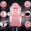 imageGoplus Massage Gaming Chair Racing Style Gaming Recliner wAdjustable Backrest and Footrest Ergonomic High Back PU Leather Computer Office Chair Swivel Game Chair wCup Holder and Side PouchPink