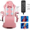 imageGoplus Massage Gaming Chair Racing Style Gaming Recliner wAdjustable Backrest and Footrest Ergonomic High Back PU Leather Computer Office Chair Swivel Game Chair wCup Holder and Side PouchPink