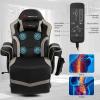 imageGoplus Massage Gaming Chair Racing Style Gaming Recliner wAdjustable Backrest and Footrest Ergonomic High Back PU Leather Computer Office Chair Swivel Game Chair wCup Holder and Side PouchGrey