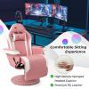 imageGoplus Massage Gaming Chair Racing Style Gaming Recliner wAdjustable Backrest and Footrest Ergonomic High Back PU Leather Computer Office Chair Swivel Game Chair wCup Holder and Side PouchPink
