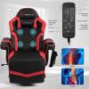 imageGoplus Massage Gaming Chair Racing Style Gaming Recliner wAdjustable Backrest and Footrest Ergonomic High Back PU Leather Computer Office Chair Swivel Game Chair wCup Holder and Side PouchRed