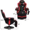 imageGoplus Massage Gaming Chair Racing Style Gaming Recliner wAdjustable Backrest and Footrest Ergonomic High Back PU Leather Computer Office Chair Swivel Game Chair wCup Holder and Side PouchRed