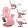 imageGoplus Massage Gaming Chair Racing Style Gaming Recliner wAdjustable Backrest and Footrest Ergonomic High Back PU Leather Computer Office Chair Swivel Game Chair wCup Holder and Side PouchPink
