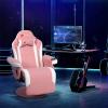 imageGoplus Massage Gaming Chair Racing Style Gaming Recliner wAdjustable Backrest and Footrest Ergonomic High Back PU Leather Computer Office Chair Swivel Game Chair wCup Holder and Side PouchPink