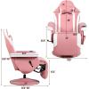 imageGoplus Massage Gaming Chair Racing Style Gaming Recliner wAdjustable Backrest and Footrest Ergonomic High Back PU Leather Computer Office Chair Swivel Game Chair wCup Holder and Side PouchPink