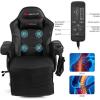 imageGoplus Massage Gaming Chair Racing Style Gaming Recliner wAdjustable Backrest and Footrest Ergonomic High Back PU Leather Computer Office Chair Swivel Game Chair wCup Holder and Side PouchBlack